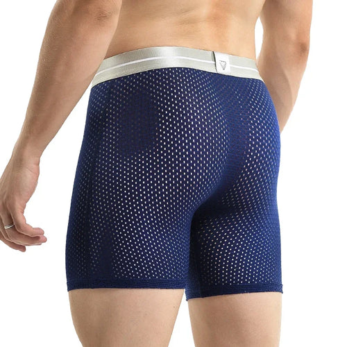 3pc   Men's long sports briefs Running anti-wear leg large size ice silk boxers